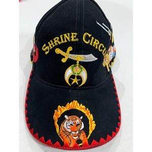 Shriners Shrine Circus Black Red All Over Embroidered Ball Cap Strapback Hat